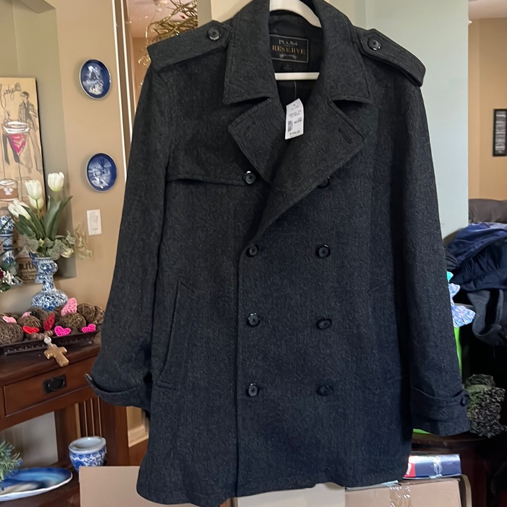 NWT Jos. A. Bank mens Medium grey & black Houndstooth coat NEW NWT